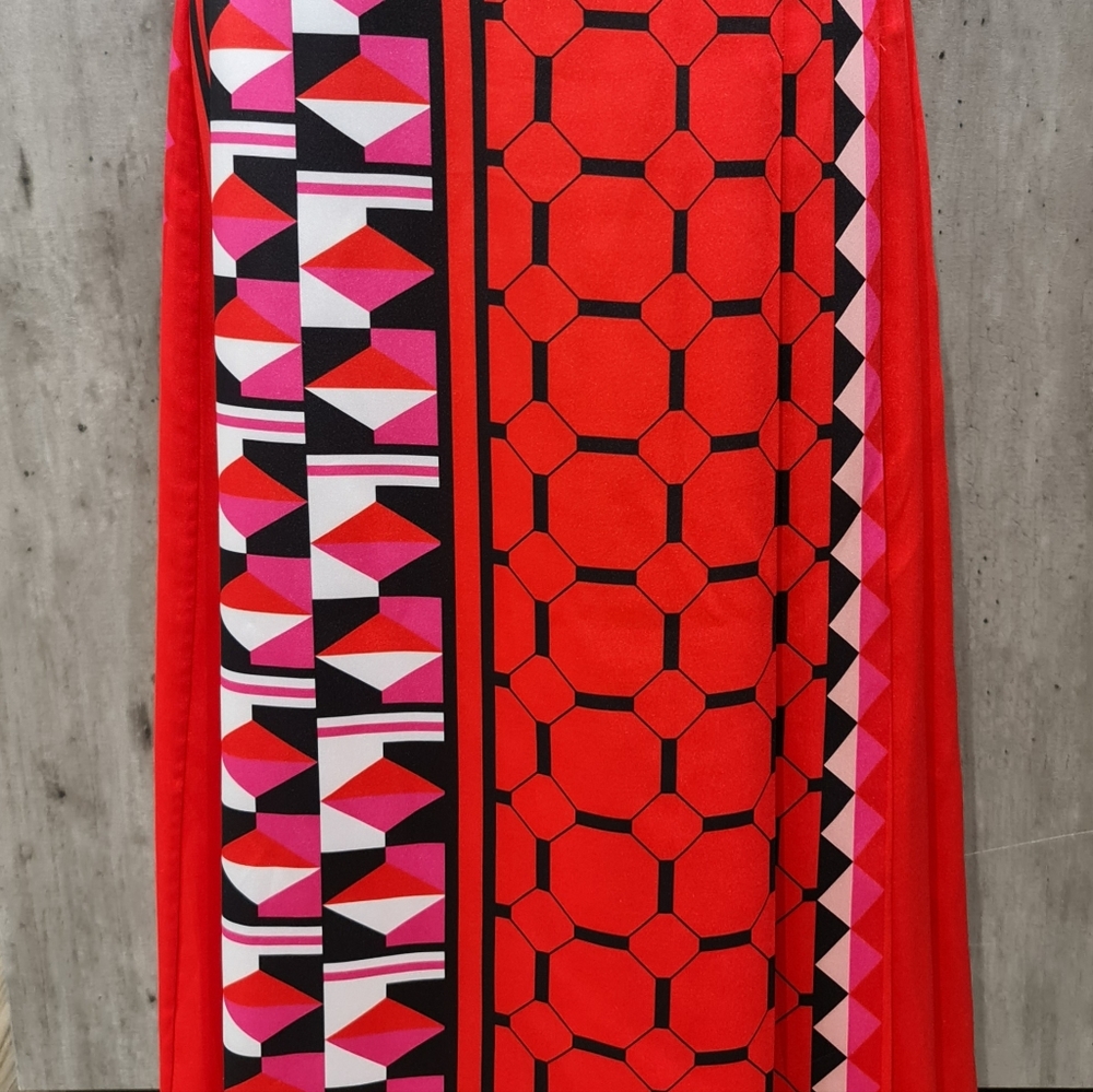 TED BAKER PARTLY PLEATED RED MAXI SKIRT SIZE 6 TB2 NWOT